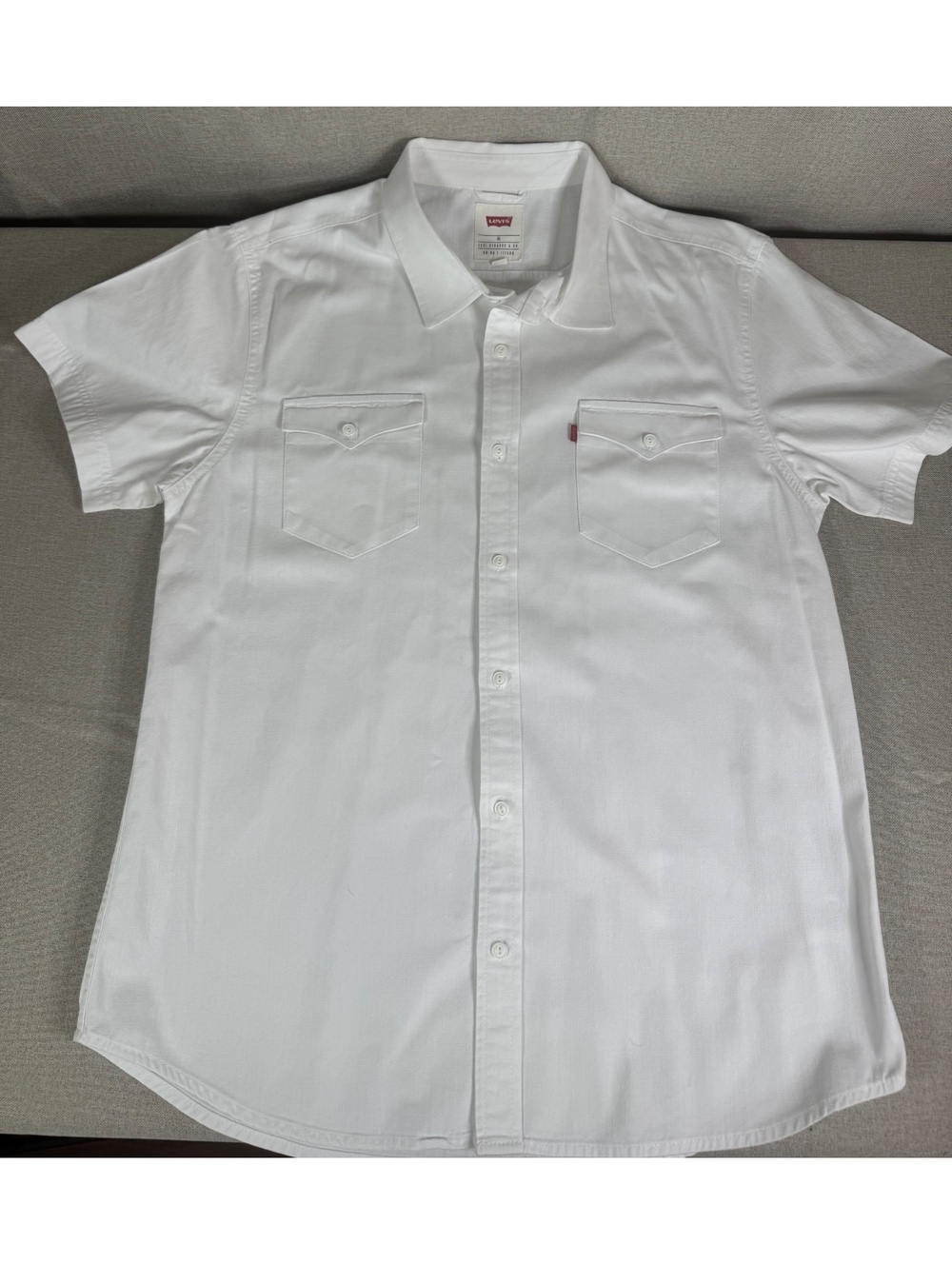 Levi's Men's White Short Sleeve Button-Up Shirt 100% Cotton Size Large